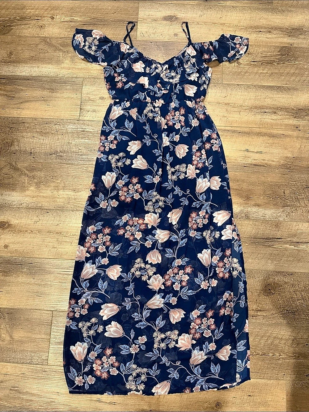 miami Floral Maxi Dress in Blue & Pink Size Medium